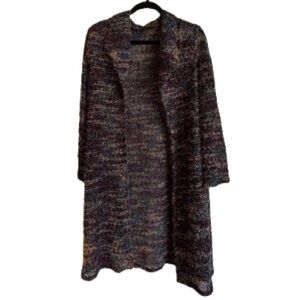 Mirasol Open-Front Longline Cardigan in Multitone Heather - Size 1X